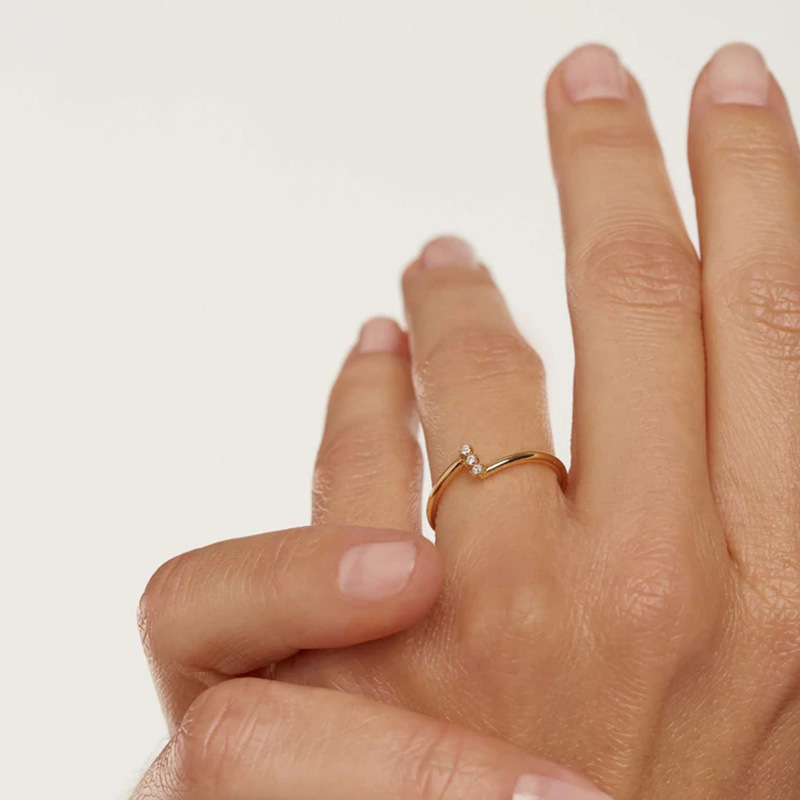 Simple Style Round Sterling Silver Inlay Zircon Rings 1 Piece