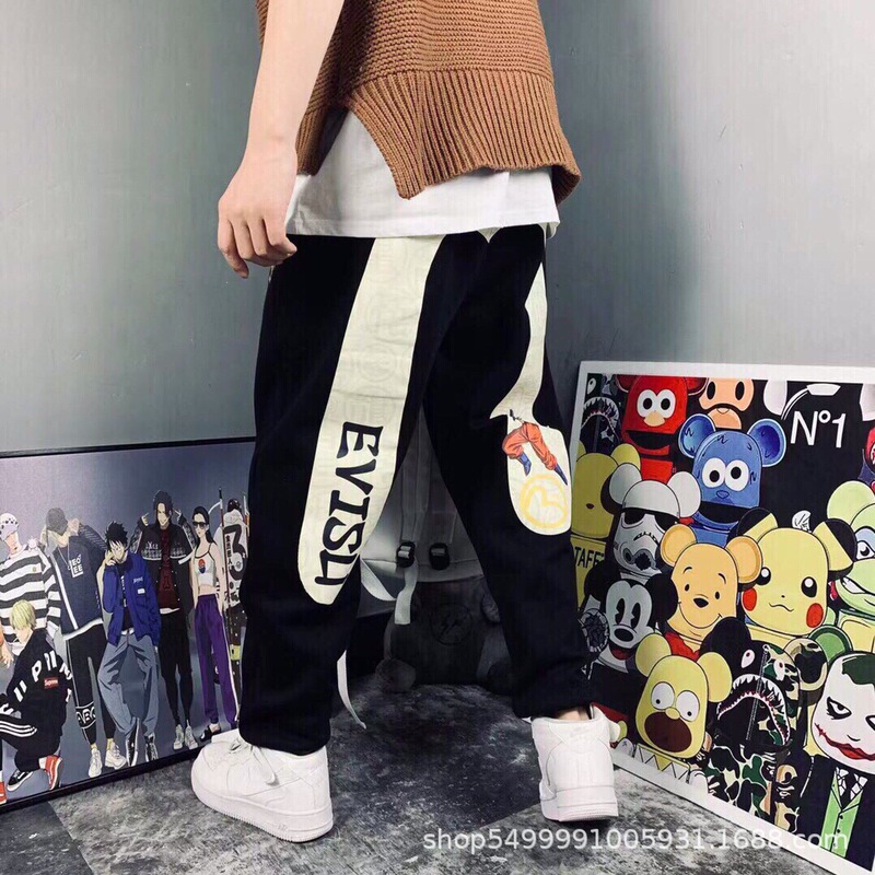 Dropshipping Evisu Fushen Autumn New Dragon Ball Daruma Print Large m Terry Long Pants Versatile Couple Style