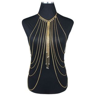 European and American Cross-Border New Hot-Selling Fashion Sexy Crystal Multi-Layer Tassel Long Necklace Body Chain Beauty Chain Accessories