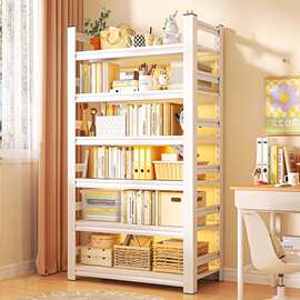 家用钢制书架多层落地置物架儿童简易书柜客厅靠墙一体收纳储物架