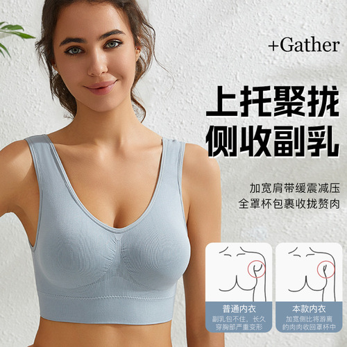 Women's Underwire-Free Sexy Push-Up Backless Yoga Bra for Plus Size, European and American Style with Pads, Fitness Running Yoga Underwear