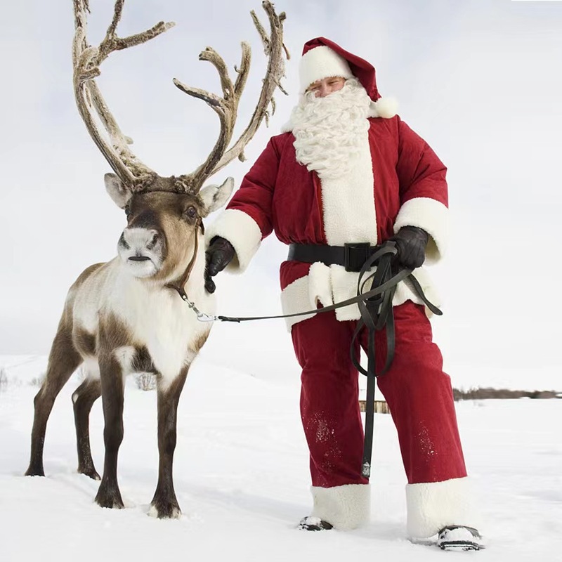サンタクロース服福袋セットクリスマス服は長い毛の金のベルベットのクリスマスキャンディー袋を厚くした|undefined
