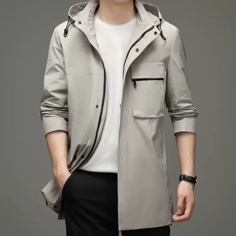 Демисезонное trench coat, длинный тренч с капюшоном, куртка в английском стиле, средней длины, корейский стиль, британский стиль