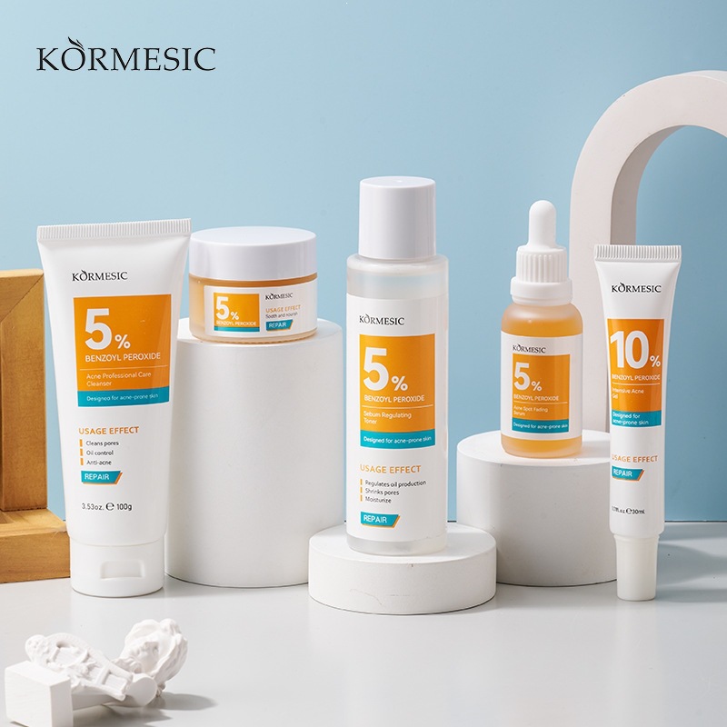 KORMESIC跨境5%过氧化苯甲酰面部护理套装洗面奶源头工厂外贸直供