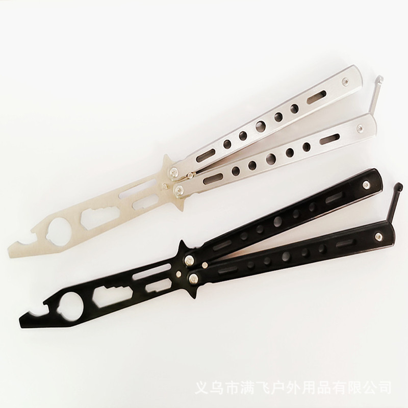 创意折叠开瓶器蝴蝶刀甩刀练习训练工具开啤酒不开刃多功能工具