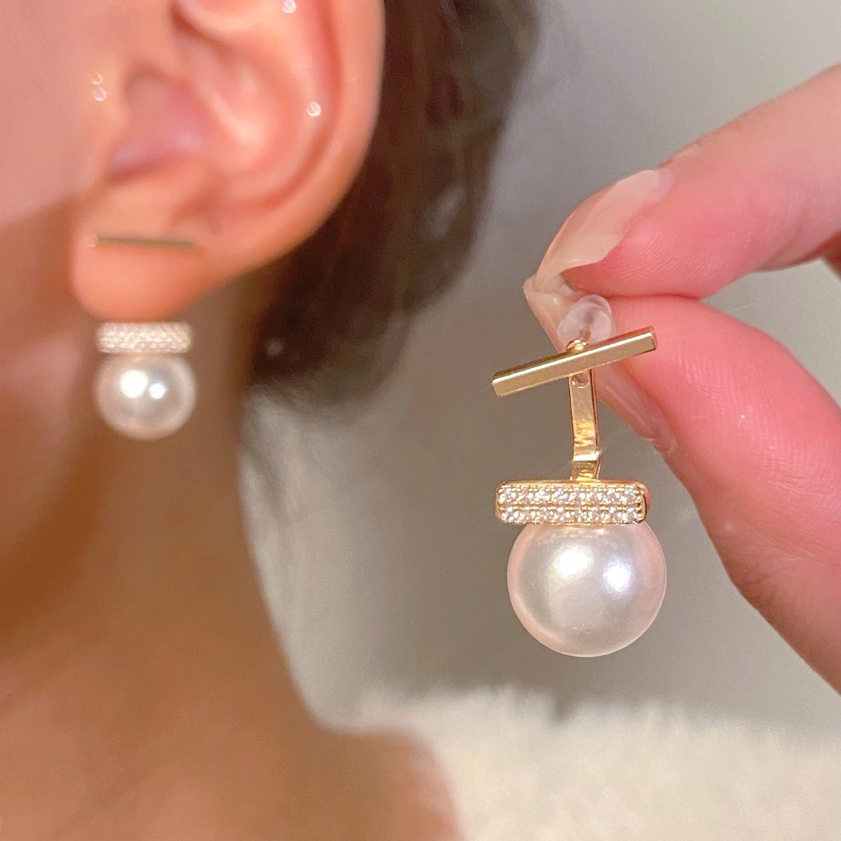 Brand earrings from pearl