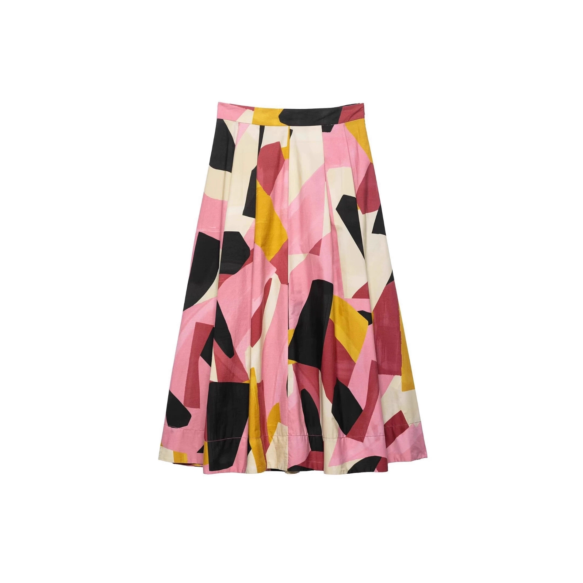 Оптовая продажа женской одежды через границу, весна 2025, новая европейская и американская уличная мода, повседневная юбка миди с геометрическим принтом