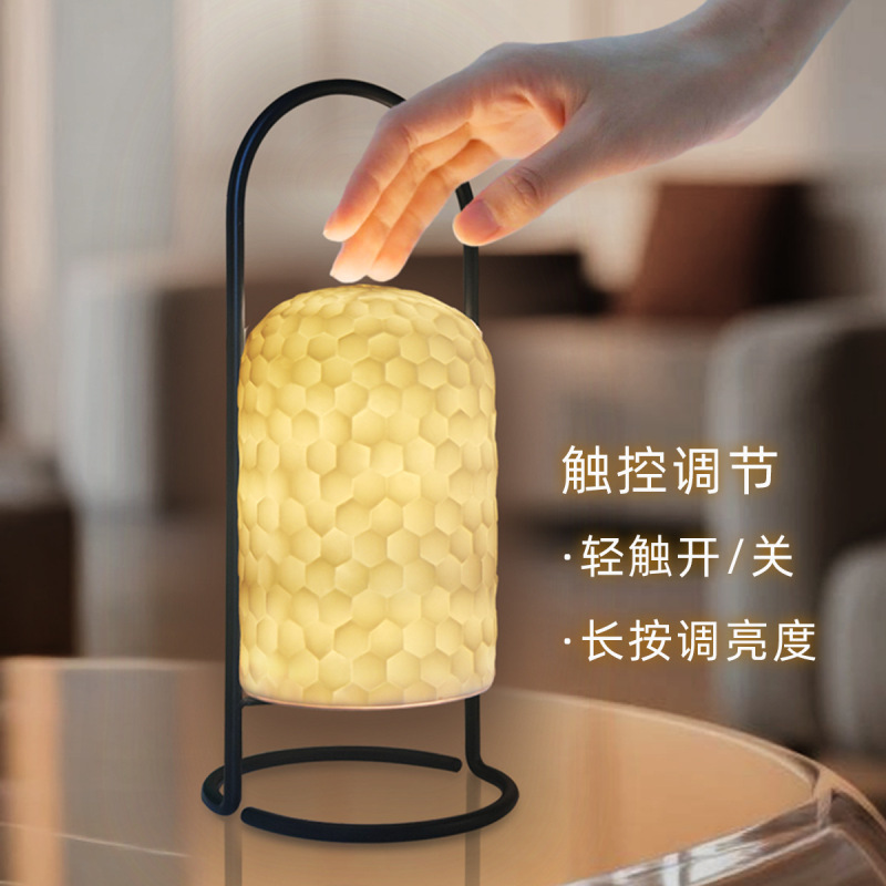 泉州陶瓷小夜灯充电氛围灯轻奢卧室玄关书桌新中式摆件轻奢氛围灯|undefined