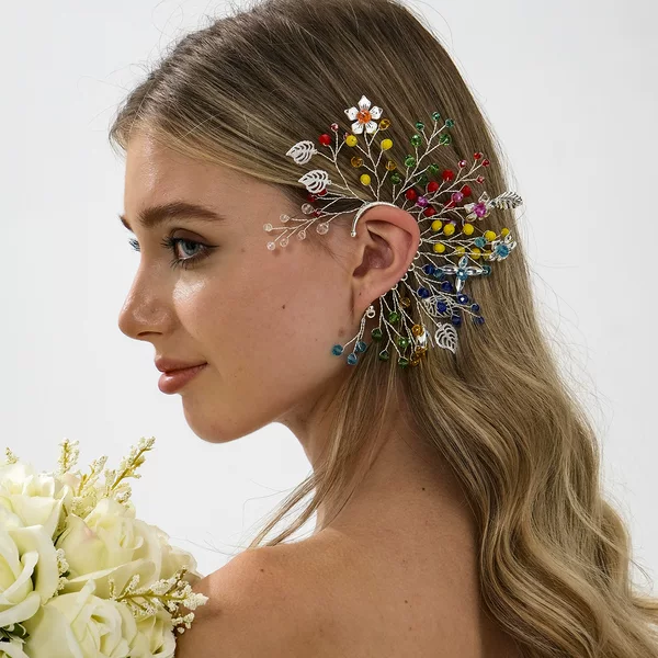 European and American Niche Color Elf Ear Bone Clip Dopamine Girl Ear Hanging Mori Style Holiday Portrait Earrings