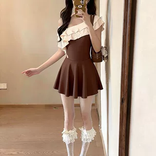 惬迪菲连体泳衣女款泡温泉显瘦微胖遮肉海边高级感海边度假泳装