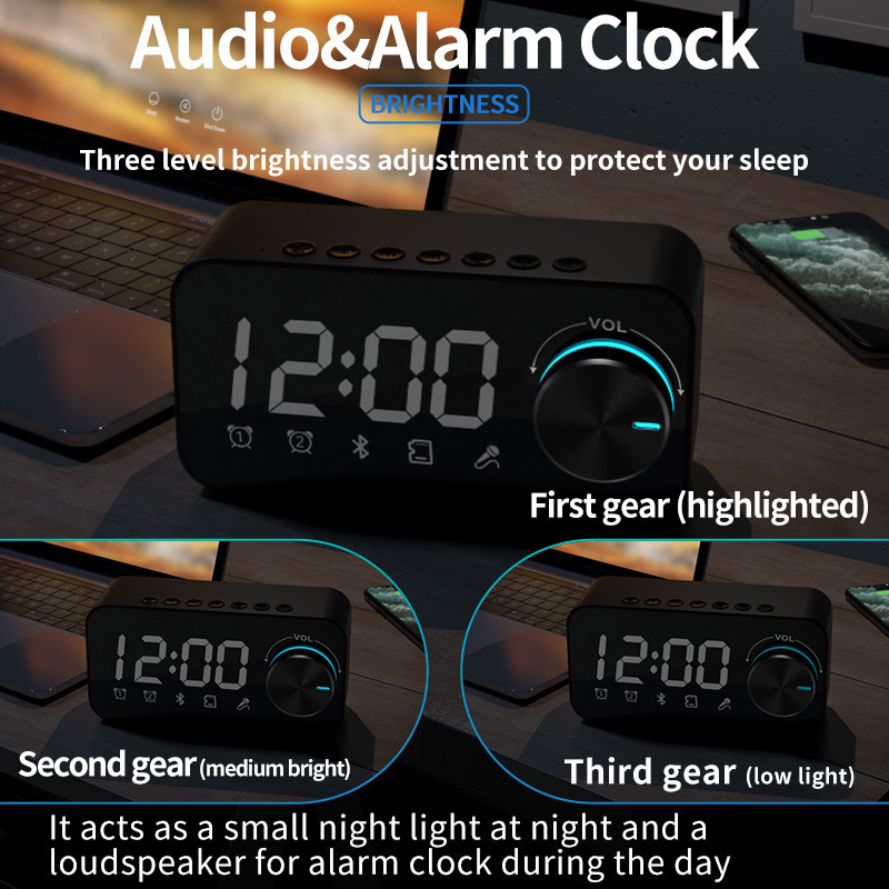 クロスボーダーs 16多機能鏡面無線bluetoothスピーカー携帯プレゼントカード学生時計目覚まし時計パソコン|undefined