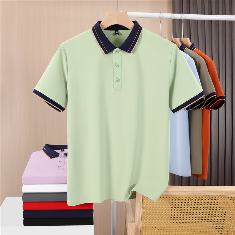 Polo de oficina logotipo impreso personalizado camiseta de solapa de negocios camisa publicitaria de color en contraste camisa cultural bordado de manga corta