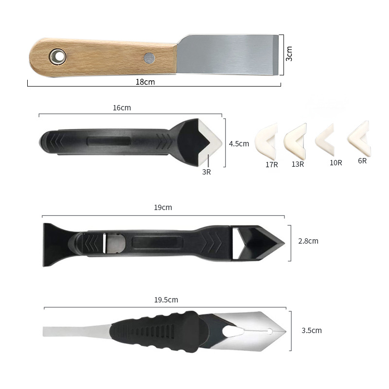 阴角玻璃胶抹铲胶器 角度刮板清除残胶美缝工具多角度跨境八件套B