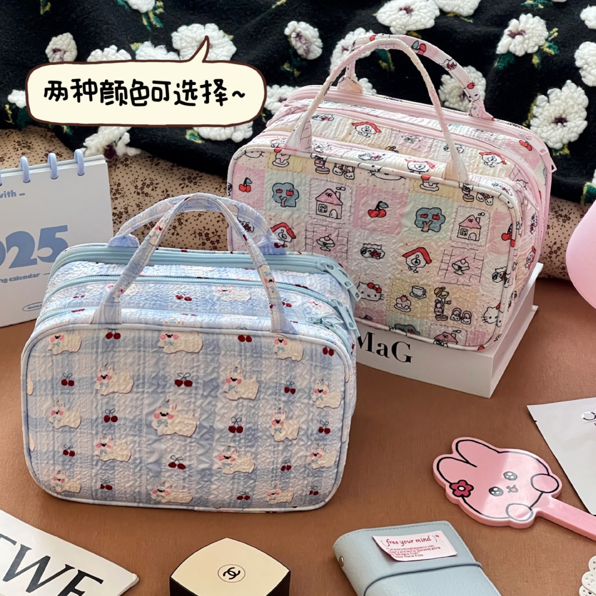 Bolsa de maquillaje de gran capacidad para mujeres 2025 nuevo bolso de almacenamiento de alta belleza portátil de partición para viajar bolso de lavado