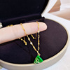 Green necklace, small design chain for key bag , internet celebrity, trend of season, simple and elegant design, 2022 collection