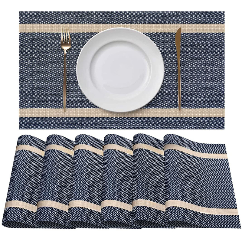 Borde de oro rayado PVC Western placemat luz creativa estera de mesa de lujo simple todo partido estera de mesa hogar caja de regalo mantel