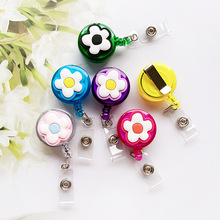 彩色花朵伸缩扣易拉扣医院医生护士胸牌夹子可拉伸证件卡套夹扣定