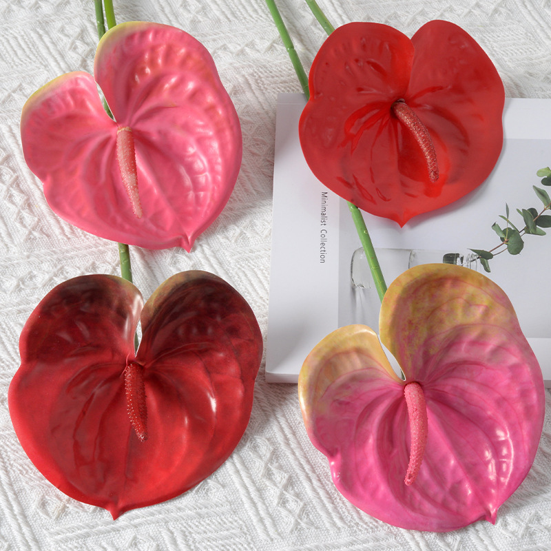 Feel 3D red palm fire goose palm artificial flower plant wedding flower material wedding decoration fake flower arrangement factory wholesale Feel 3D red palm fire goose palm artificial flower plant wedding flower material wedding decoration fake flower arrangement factory wholesale