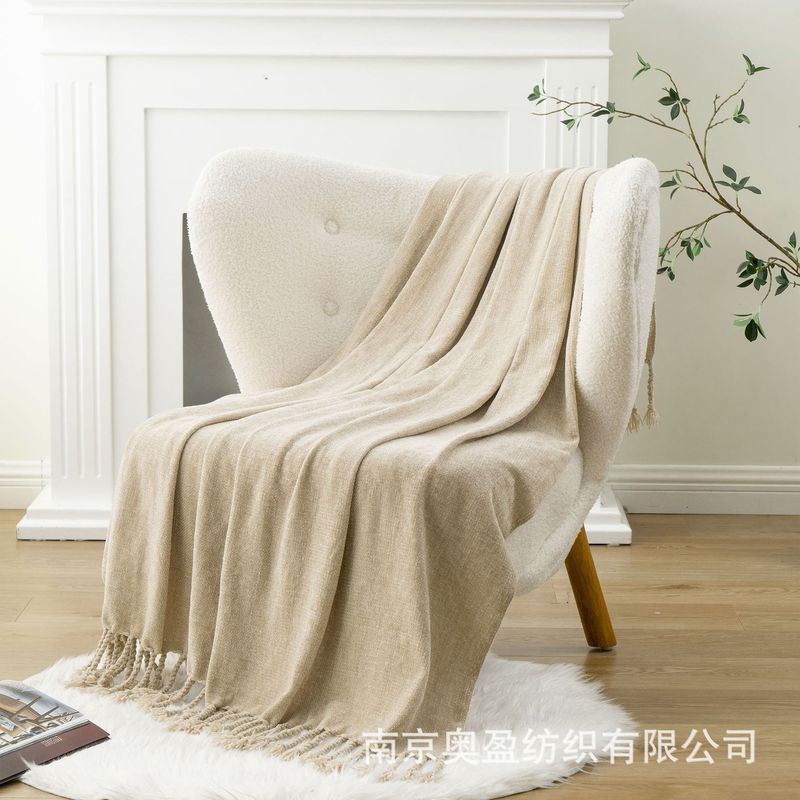 亚马逊雪尼尔搓须毯沙发毯办公室午睡毯子披肩毯装饰床搭流苏毯子|undefined