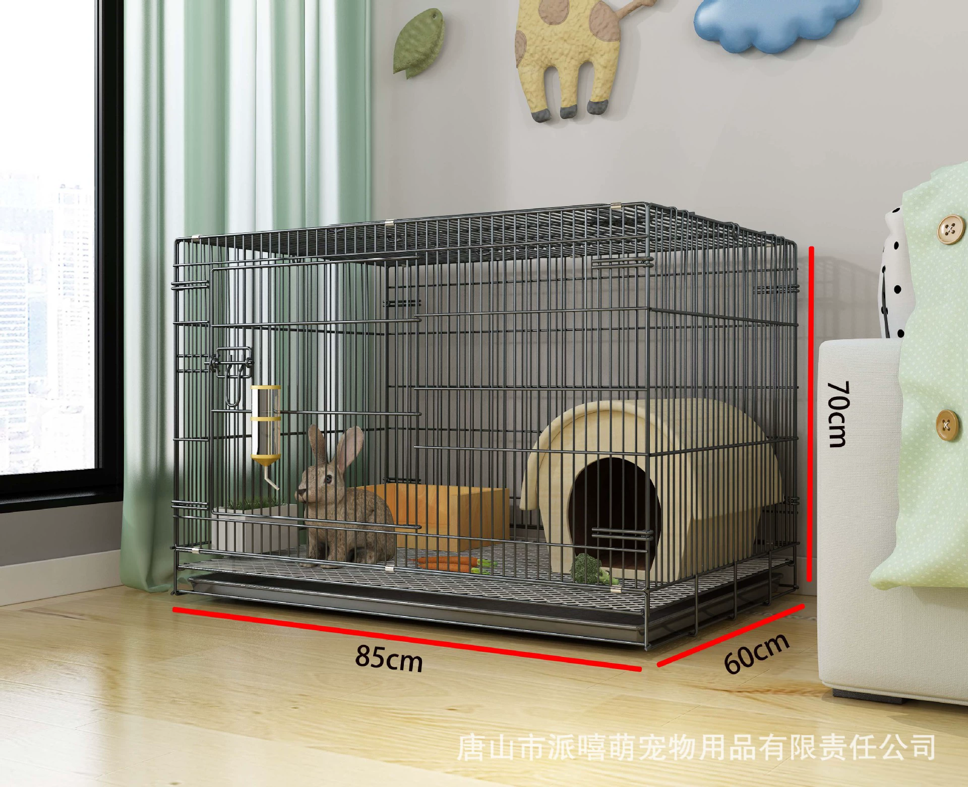 Foldable Double-Layer Rabbit Cage, Big Automatic, Multi-Size Options 50–85 cm