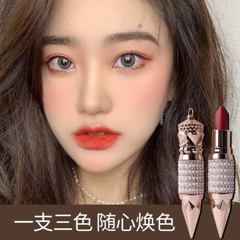 VIBELY国境を越えた対外貿易女王の杖三色口紅はカップをつけずに色を落とさずにすっぴん卸売りを続けた|undefined