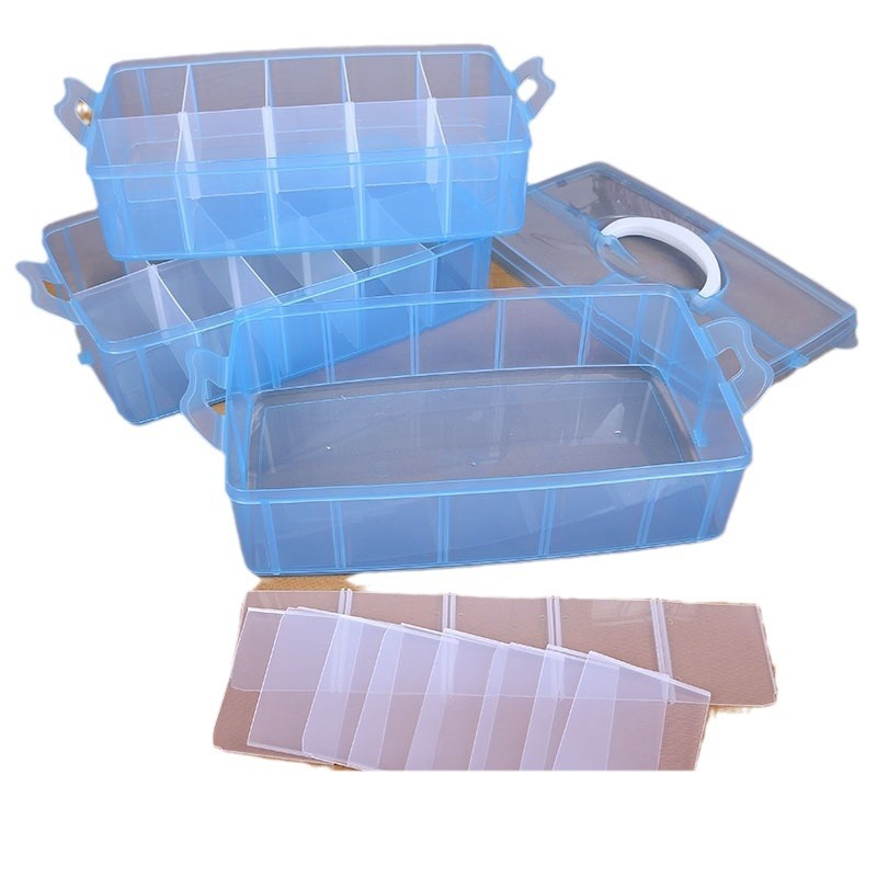 Fábrica directa de tres capas transparente caja de almacenamiento de plástico portátil accesorios de almacenamiento de juguetes de joyería