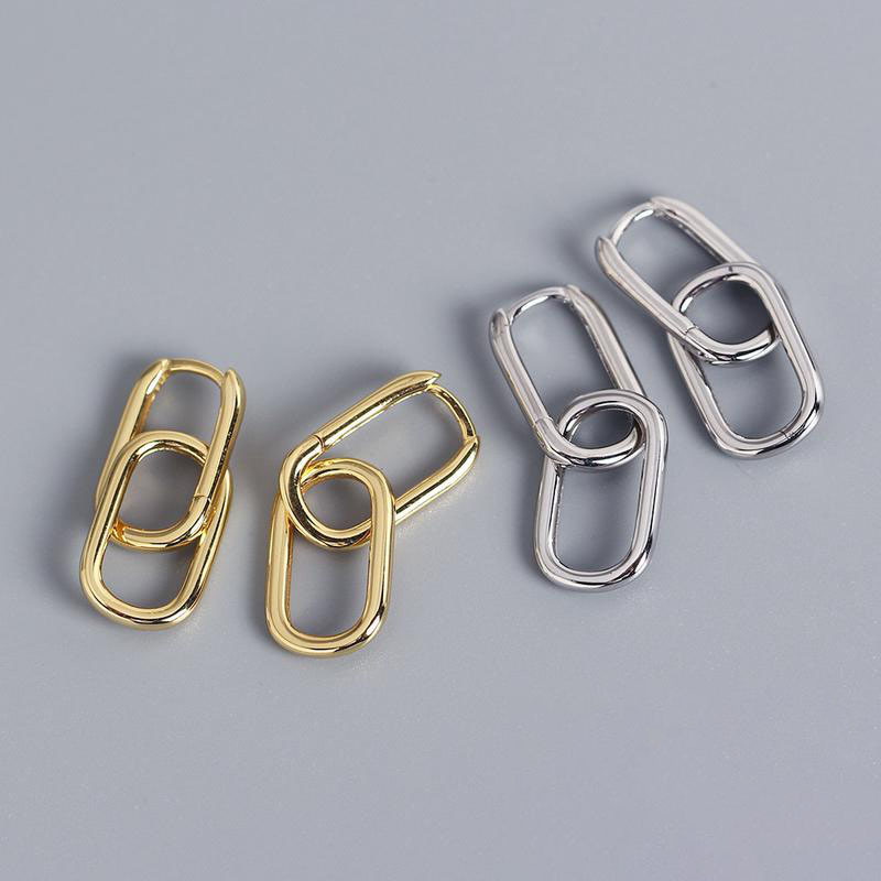 1 Paire Style Simple Ovale Le Cuivre Placage Plaqué Or 18k Boucles D'oreilles display picture 1