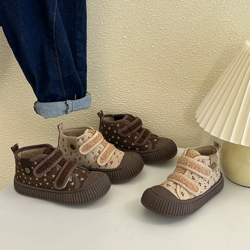 Корейская зимняя детская обувь детская хлопчатобумажная обувь для девочек волосатая обувь для мальчиков плюшевая обувь осень