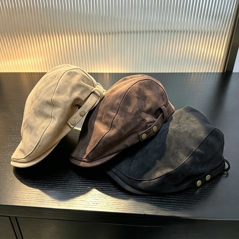Korean-style retro baseball cap for women, offering a sophisticated and versatile look, new solid-color suede beret Korean-style retro baseball cap for women, offering a sophisticated and versatile look, new solid-color suede beret