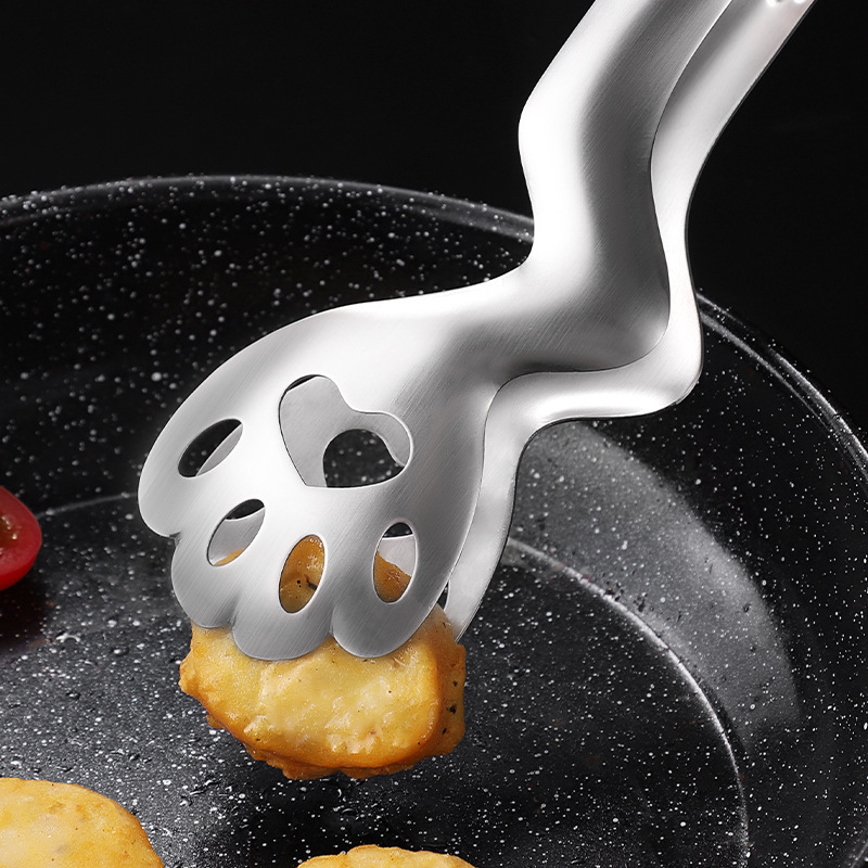 304不锈钢食品夹加厚猫爪夹烧烤夹牛排馒头面包烤肉夹自助餐夹