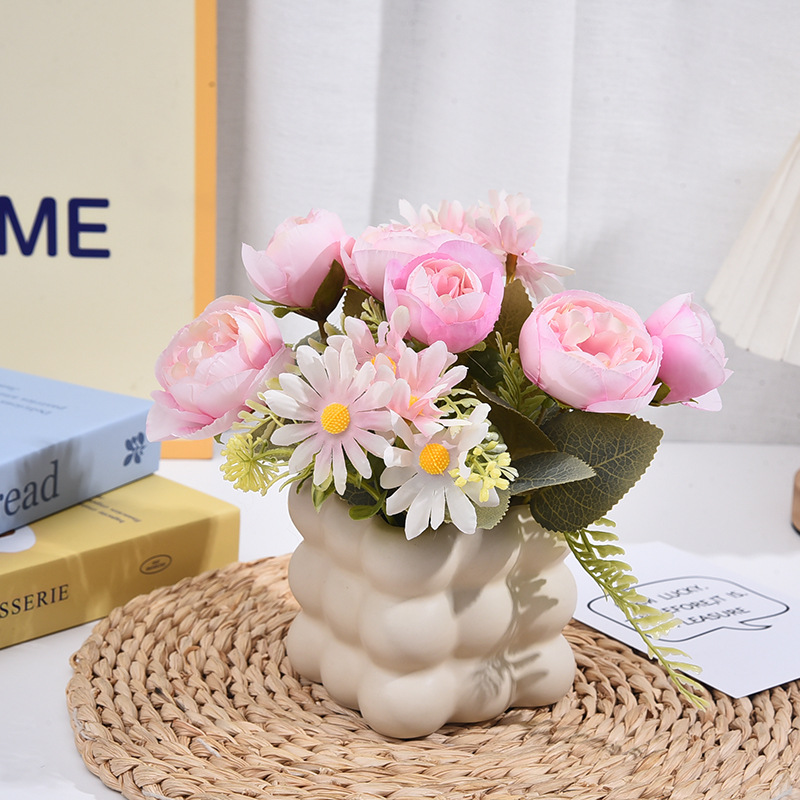 Factory wholesale ceramic pots Juanhua artificial flower potted home decorations living room office desktop flower ornaments_voghion.com