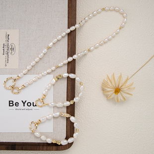 Natural Baroque Pearl Necklace Women's Middle and Ancient Long Necklace Personality Design Light Luxury Sweater Chain suit Wholesale