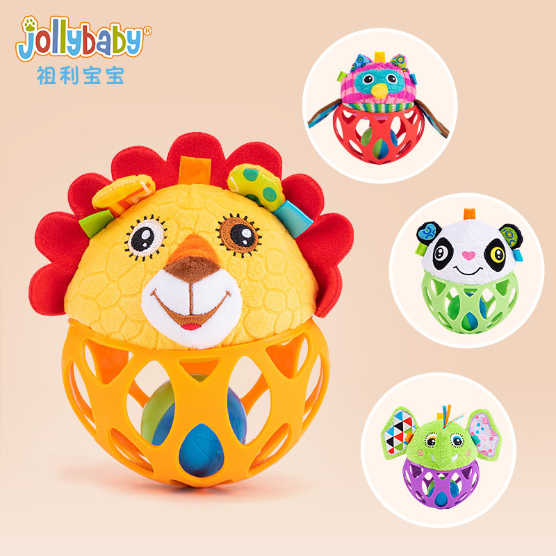 Jollybaby baby cognitive enlightenment plush animal tactile ball silicone hand ball baby grasping toy