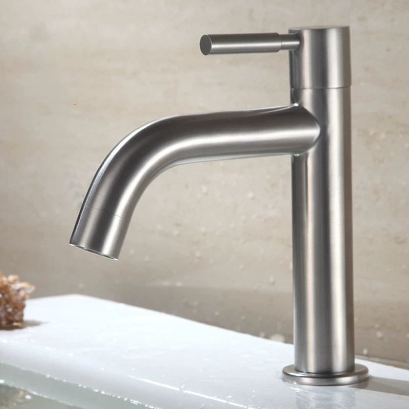 Нержавеющая сталь 304 Черный пистолет Серый матовый гальванический одинарный сопло холодного изгиба Стол для раковины Умывальник Горячий и холодный смеситель с одним отверстием