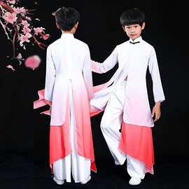 男女儿童古典演出服飘逸中国风太极舞蹈服水墨舞剑少年强扇子舞服