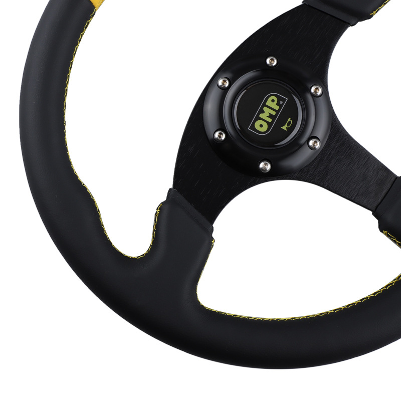 Cross-Border Best-Selling Omp Car Modified Racing Steering Wheel, Universal 13inch Genuine Leather Personalized Racing Steering Wheel