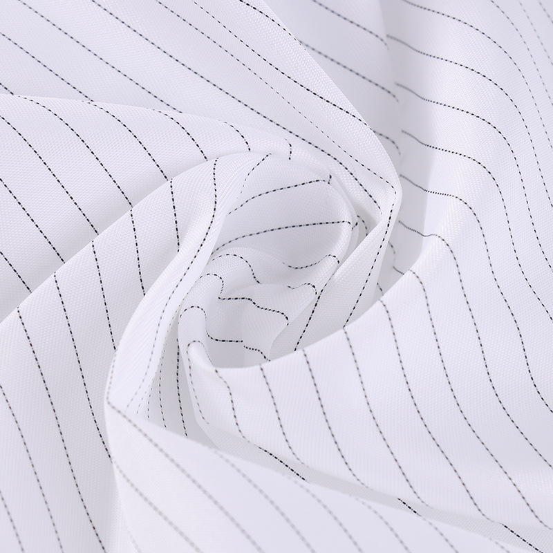 现货染色斜纹直条防静电面料 导电布无尘车间实验室防护服布料