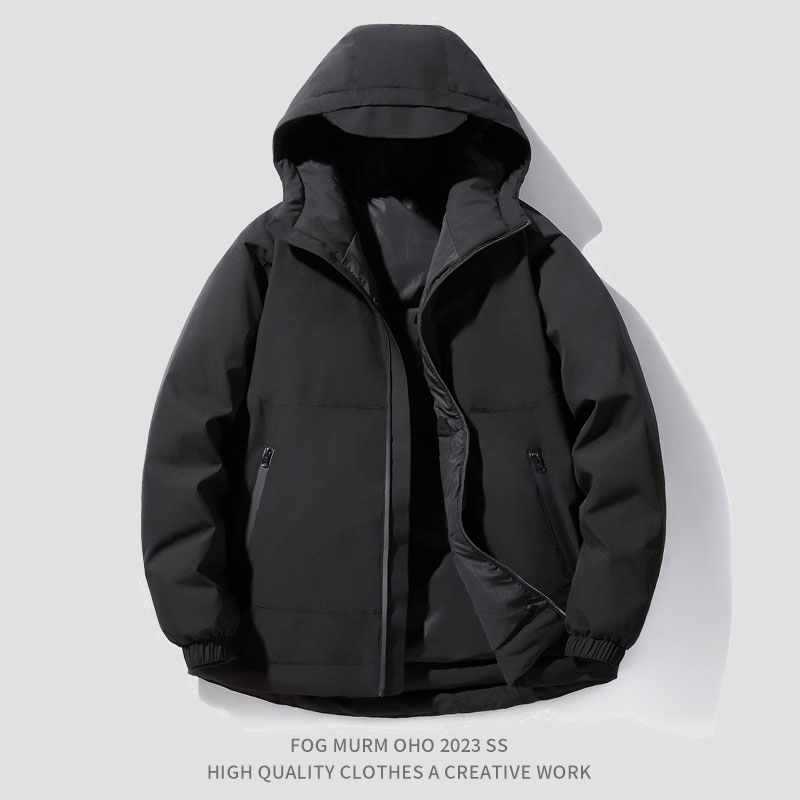 Hooded down Jacket Men's Lightweight 85 Velvet Color Matching Winter Jacket Men's Bread Jacket 2025 New Jacket Men's Short Winter