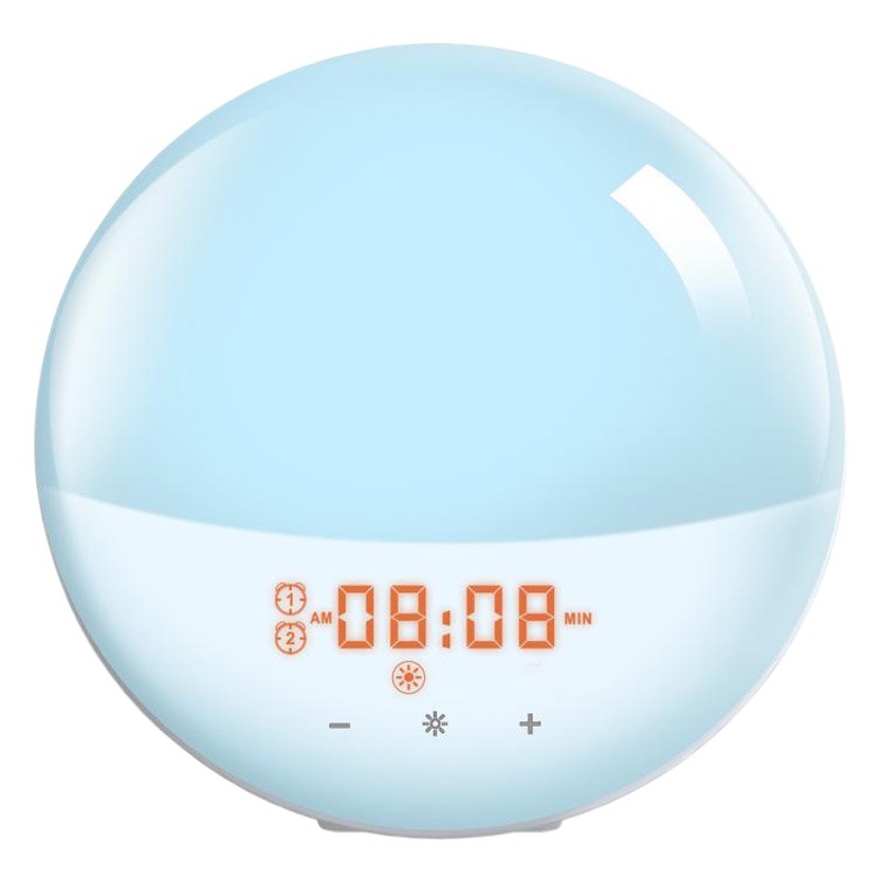 Popular toque colorido despertador simulación de luz Sunrise Sunset hipnosis atmósfera mesita de noche lámpara de enfermería luz de la noche