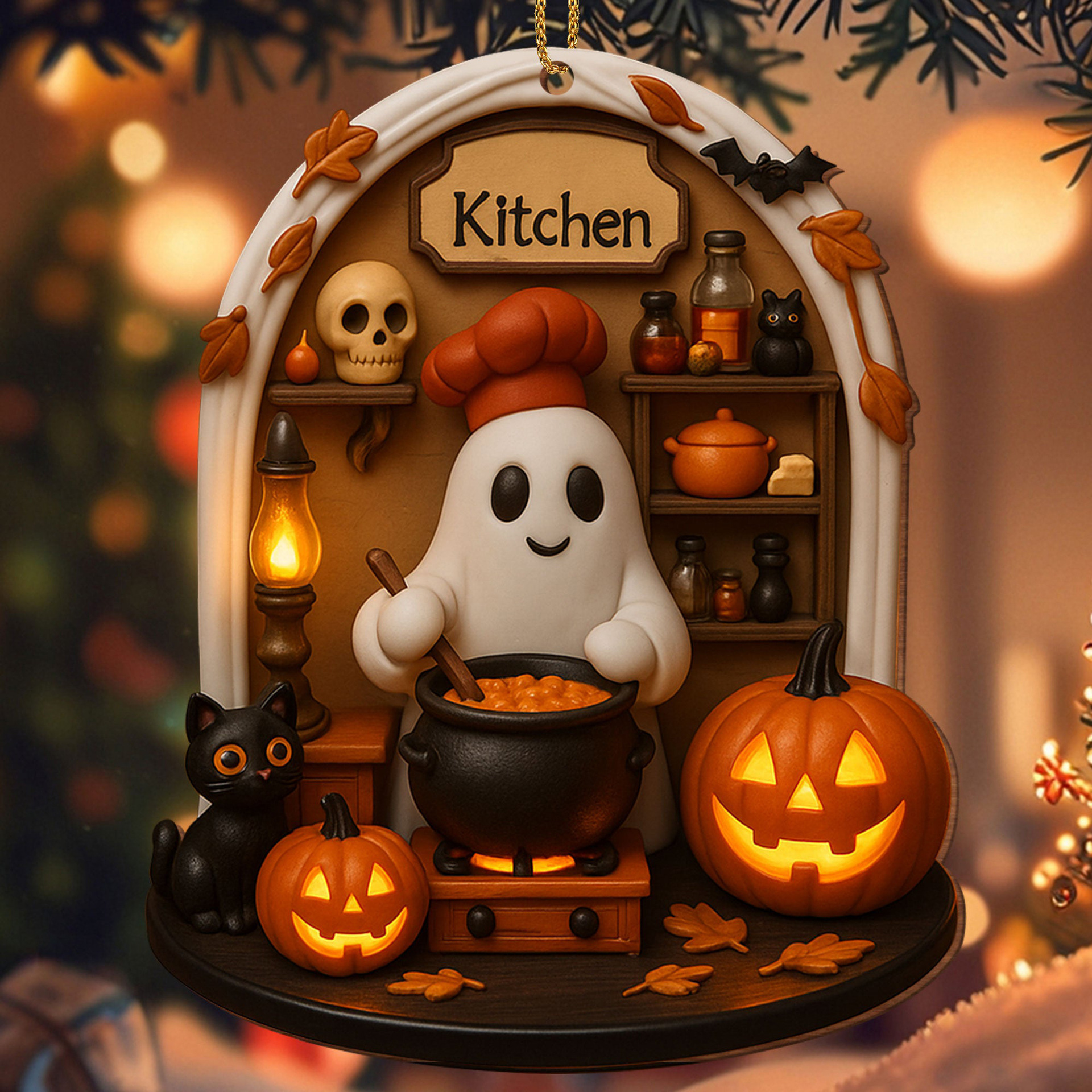 2025 transfronterizo personalizado Halloween lectura fantasma acrílico decoración plana colgante Halloween lista