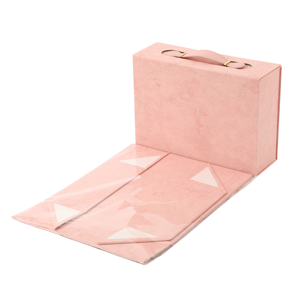 Caja plegable de una pieza con tapa de absorción magnética de alta calidad, caja de mano de cuero, caja vacía, embalaje de regalo, caja de regalo de embalaje portátil