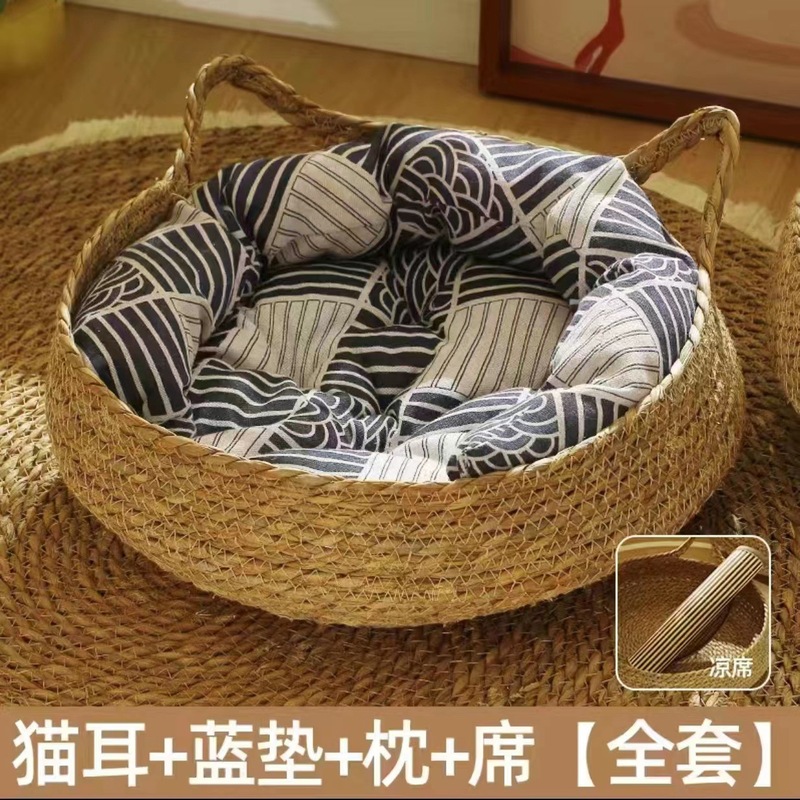 オールシーズン対応の籐猫の巣卸売籐取り外し可能で洗える暖かい巣猫の巣ペット猫籐猫の巣|undefined