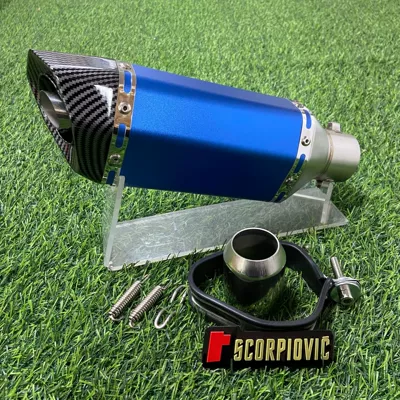 703RR 450SR 800NK GSX – Motorcycle exhaust pipe - 180-small-hexagonal-round-mouth-blue-body-imitation-carbon-head