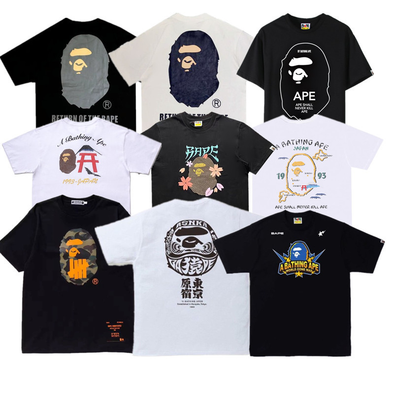 Foreign trade fashion brand cooperation short-sleeved T-shirt back big ape pattern printed short-sleeved T-shirt seamless delivery