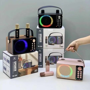 Foreign trade new YS314 dual microphone Bluetooth speaker wireless portable RGB light high volume K song microphone audio