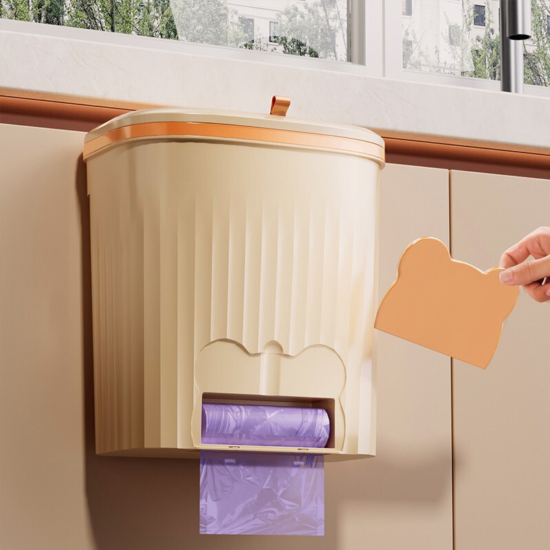 Wall-Mounted Kitchen Waste Bin, Household Trash Can, No-Drill Countertop Vegetable Residue Storage and Organization Wall-Mounted Kitchen Waste Bin, Household Trash Can, No-Drill Countertop Vegetable Residue Storage and Organization
