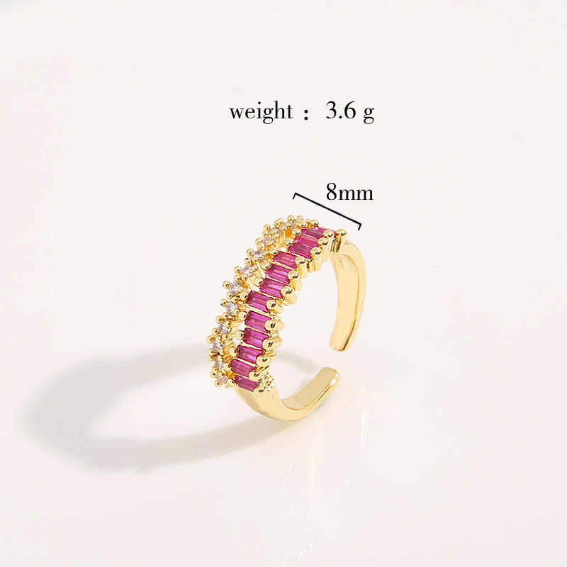 Fashion Geometric Copper Inlaid Zircon Rings
