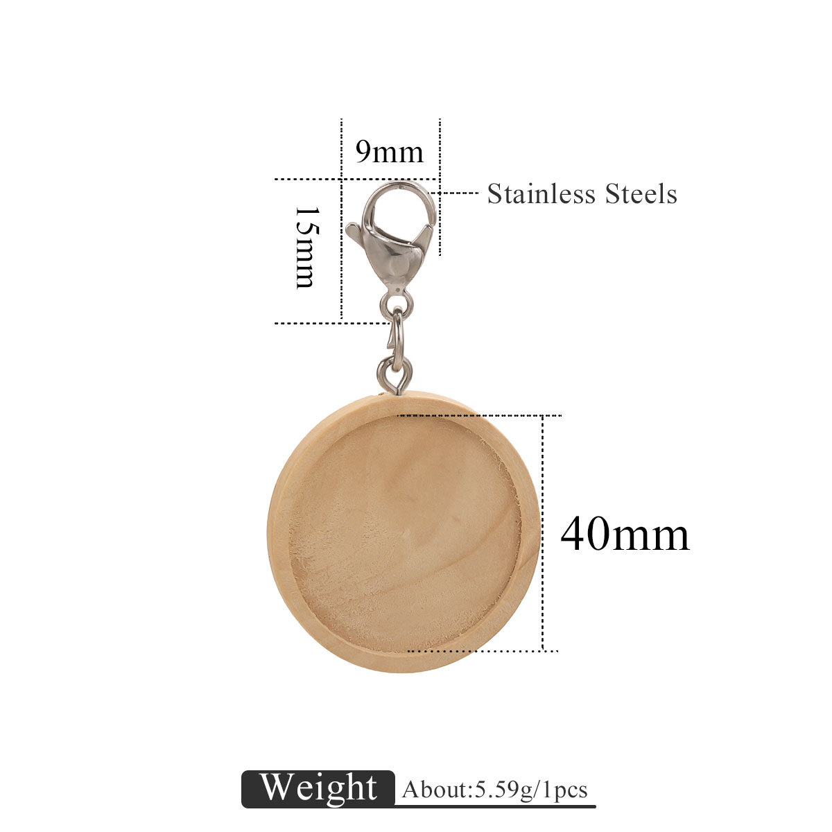 Base de madera redonda + ojo de oveja + anillo abierto + 15 joyería de joyería de llavero de joyería de joyería