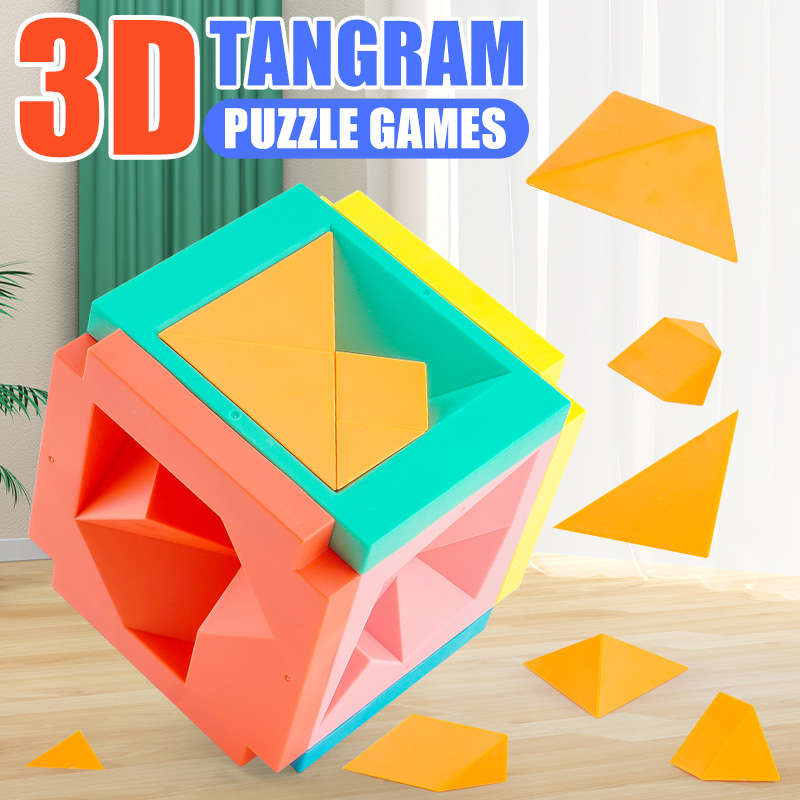 Cross-Border Creative Science and Education Kidsren's 3D Tangram Puzzle Rubik's Cube Tabletop Game Educational Toys to Develop the Brain