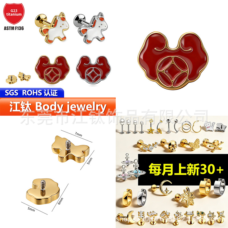 Pointed titanium steel lip stud product view
